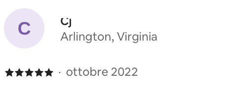 Recensione 5 stelle di Cj — ospite da Arlington, Virginia